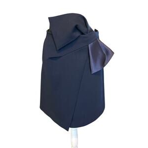 COMME MOI | Navy Blue Wool Blend A-Line Skirt | Med